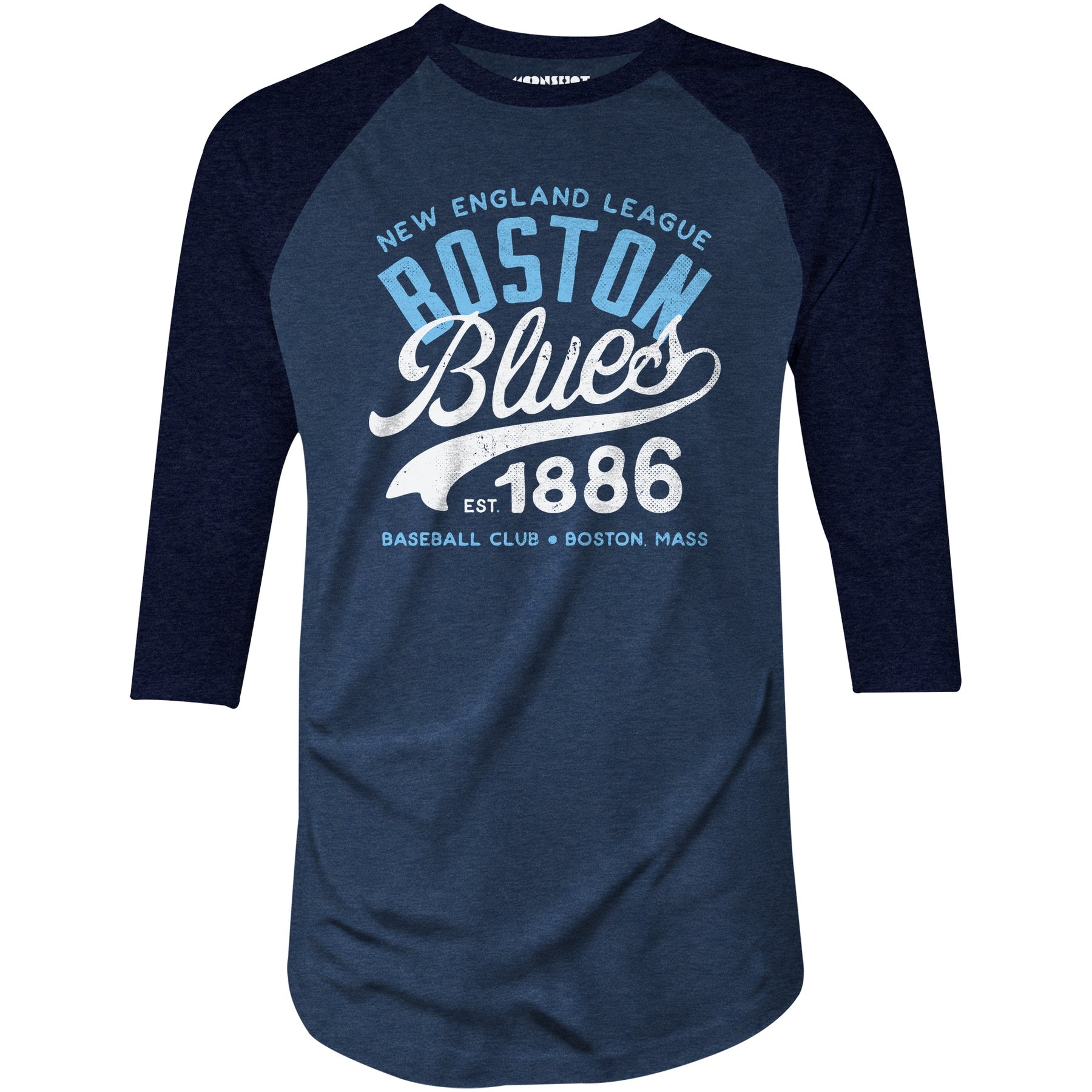 Boston Blues - Massachusetts - Vintage Defunct Baseball Teams - 3/4 Sleeve Raglan T-Shirt