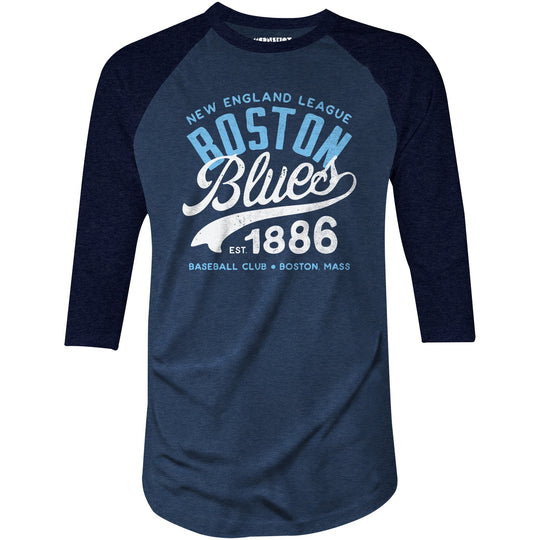 Boston Blues - Massachusetts - Vintage Defunct Baseball Teams - 3/4 Sleeve Raglan T-Shirt