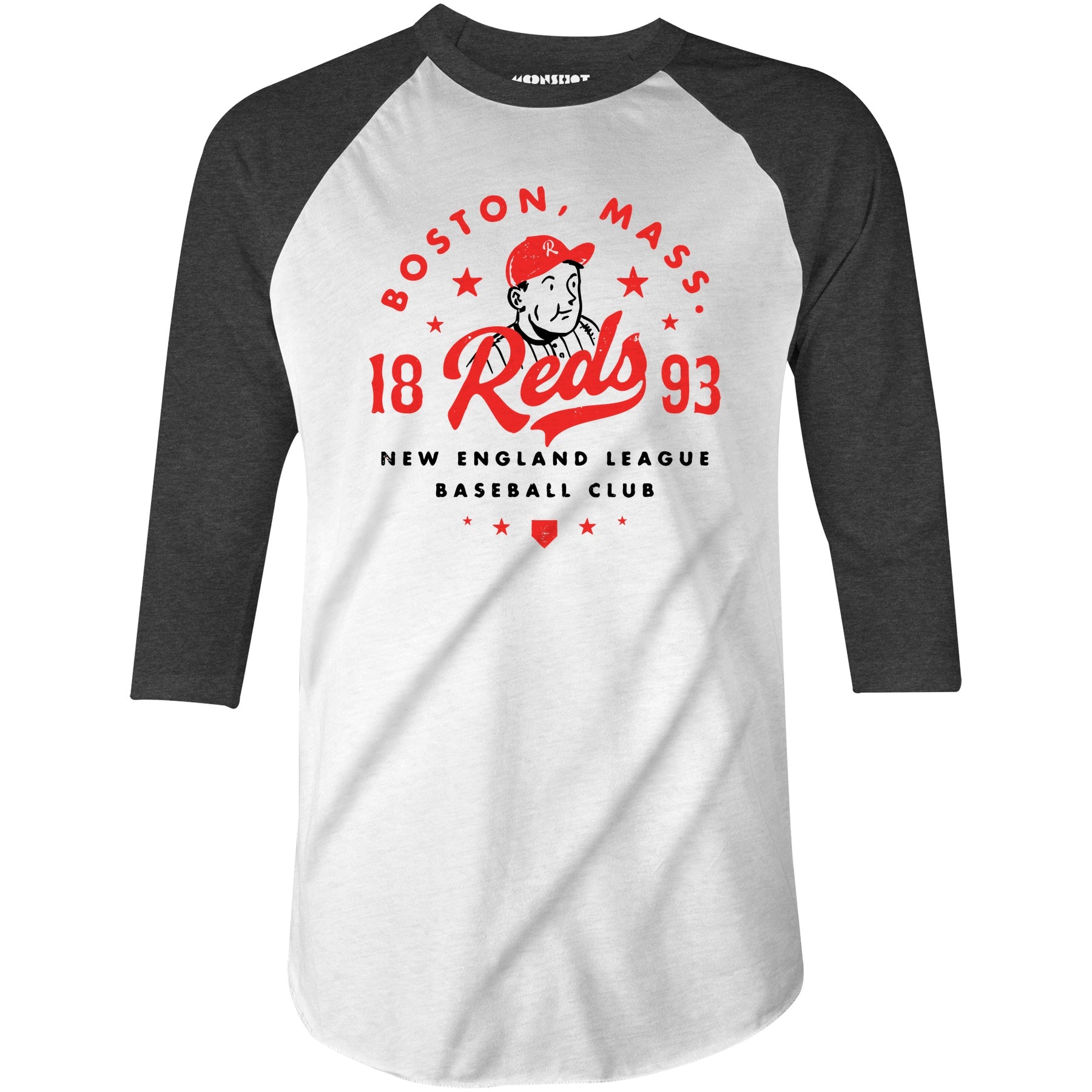 Boston Reds - Massachusetts - Vintage Defunct Baseball Teams - 3/4 Sleeve Raglan T-Shirt