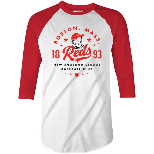 Boston Reds - Massachusetts - Vintage Defunct Baseball Teams - 3/4 Sleeve Raglan T-Shirt