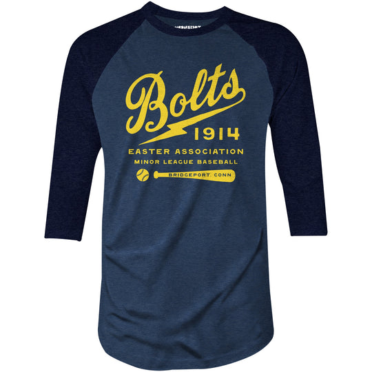 Bridgeport Bolts - Connecticut - Vintage Defunct Baseball Teams - 3/4 Sleeve Raglan T-Shirt