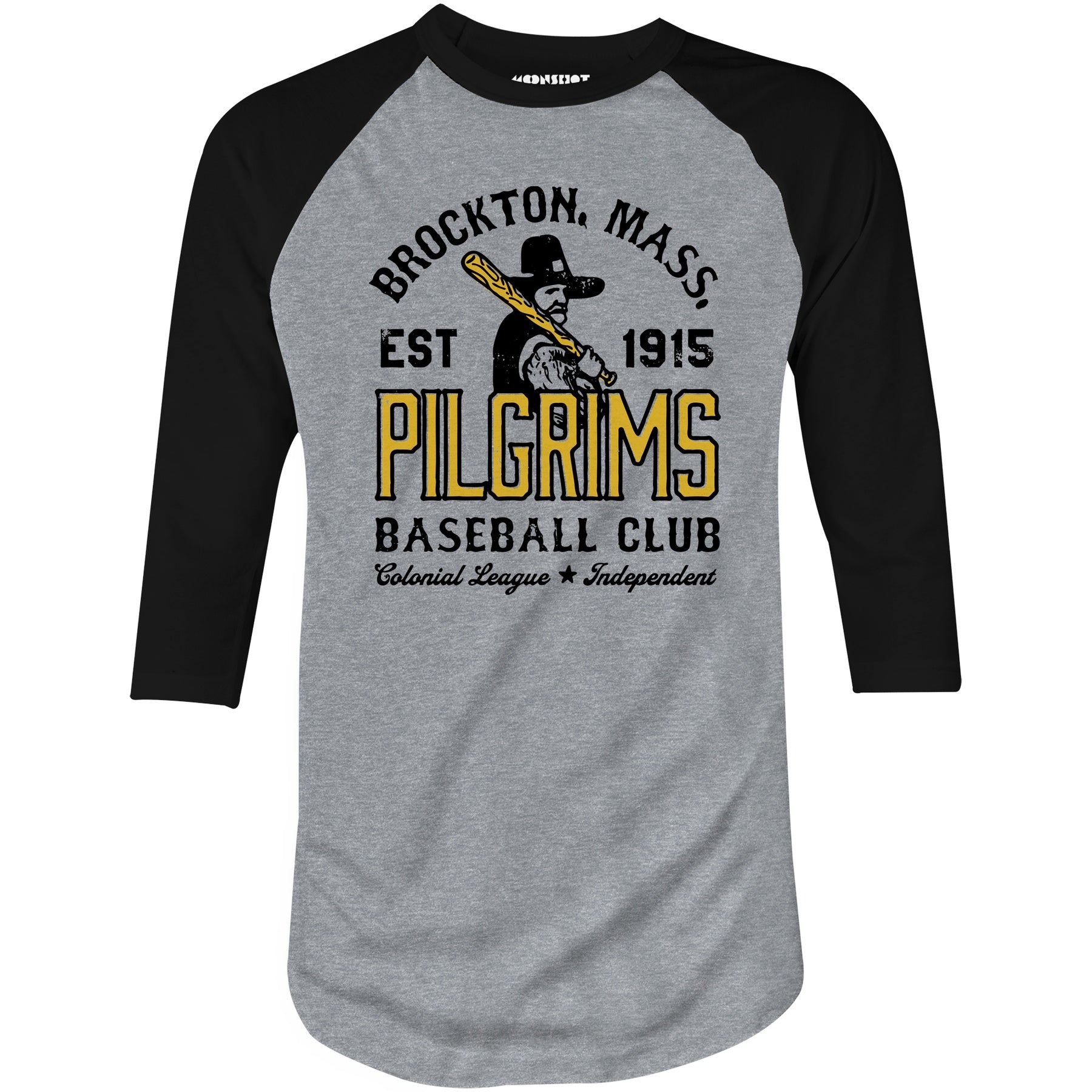 Brockton Pilgrims - Massachusetts - Vintage Defunct Baseball Teams - 3/4 Sleeve Raglan T-Shirt