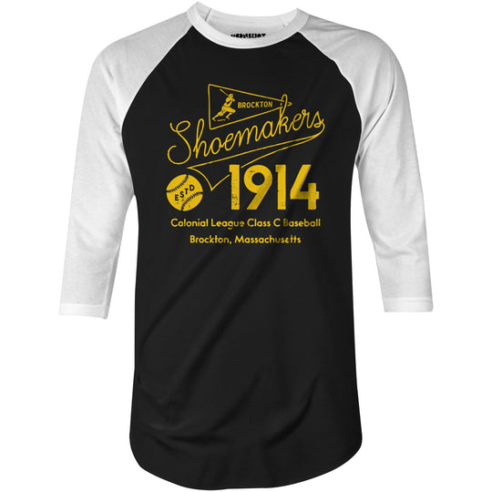 Brockton Shoemakers - Massachusetts - Vintage Defunct Baseball Teams - 3/4 Sleeve Raglan T-Shirt