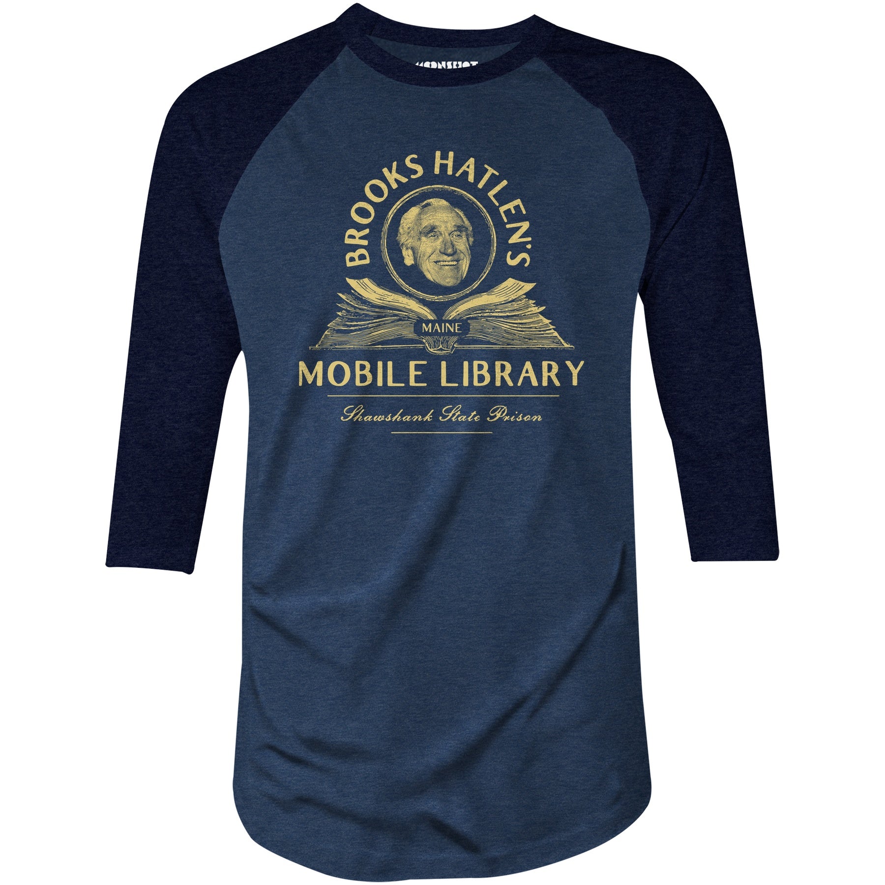 Brooks Hatlen's Mobile Library - 3/4 Sleeve Raglan T-Shirt