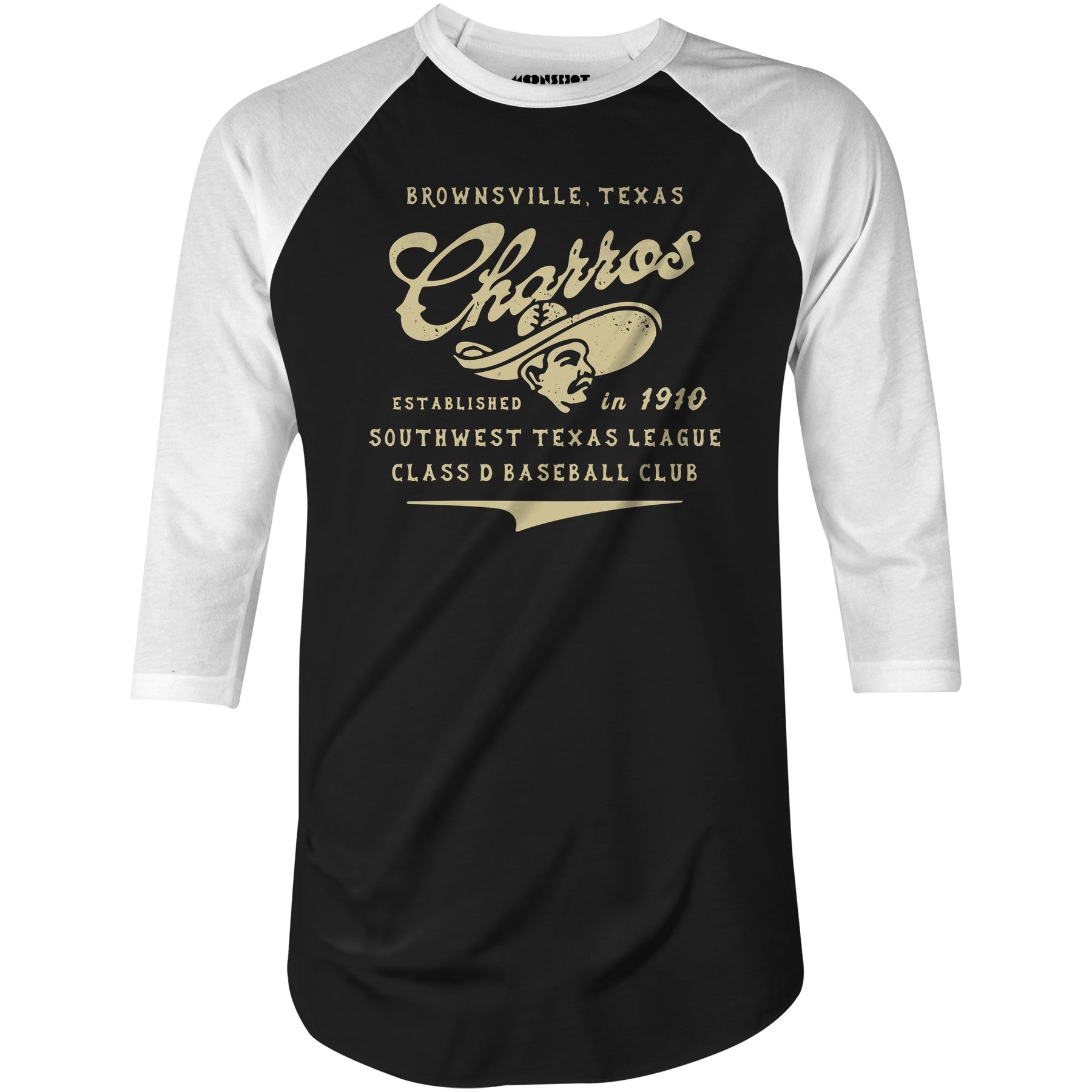 Brownsville Charros - Texas - Vintage Defunct Baseball Teams - 3/4 Sleeve Raglan T-Shirt
