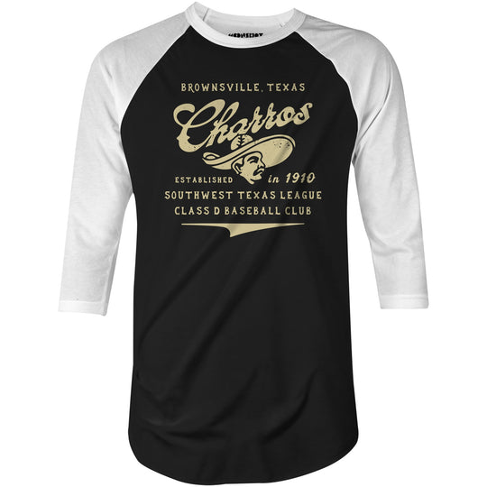 Brownsville Charros - Texas - Vintage Defunct Baseball Teams - 3/4 Sleeve Raglan T-Shirt