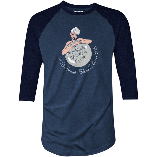 Bubbles Balboa Club - Newport Beach, CA - Vintage Restaurant - 3/4 Sleeve Raglan T-Shirt