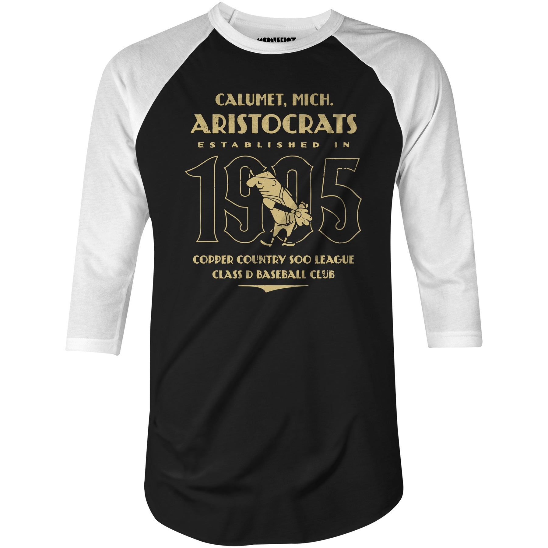 Calumet Aristocrats - Michigan - Vintage Defunct Baseball Teams - 3/4 Sleeve Raglan T-Shirt
