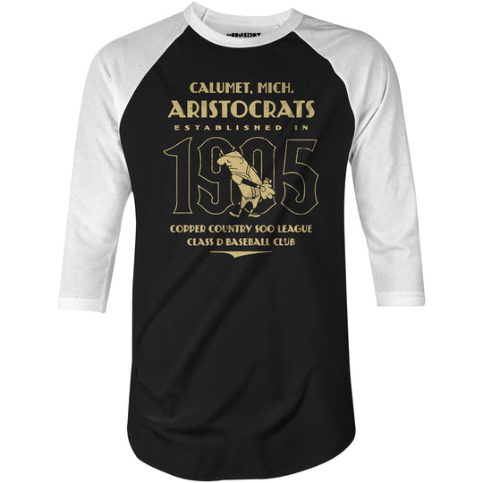Calumet Aristocrats - Michigan - Vintage Defunct Baseball Teams - 3/4 Sleeve Raglan T-Shirt