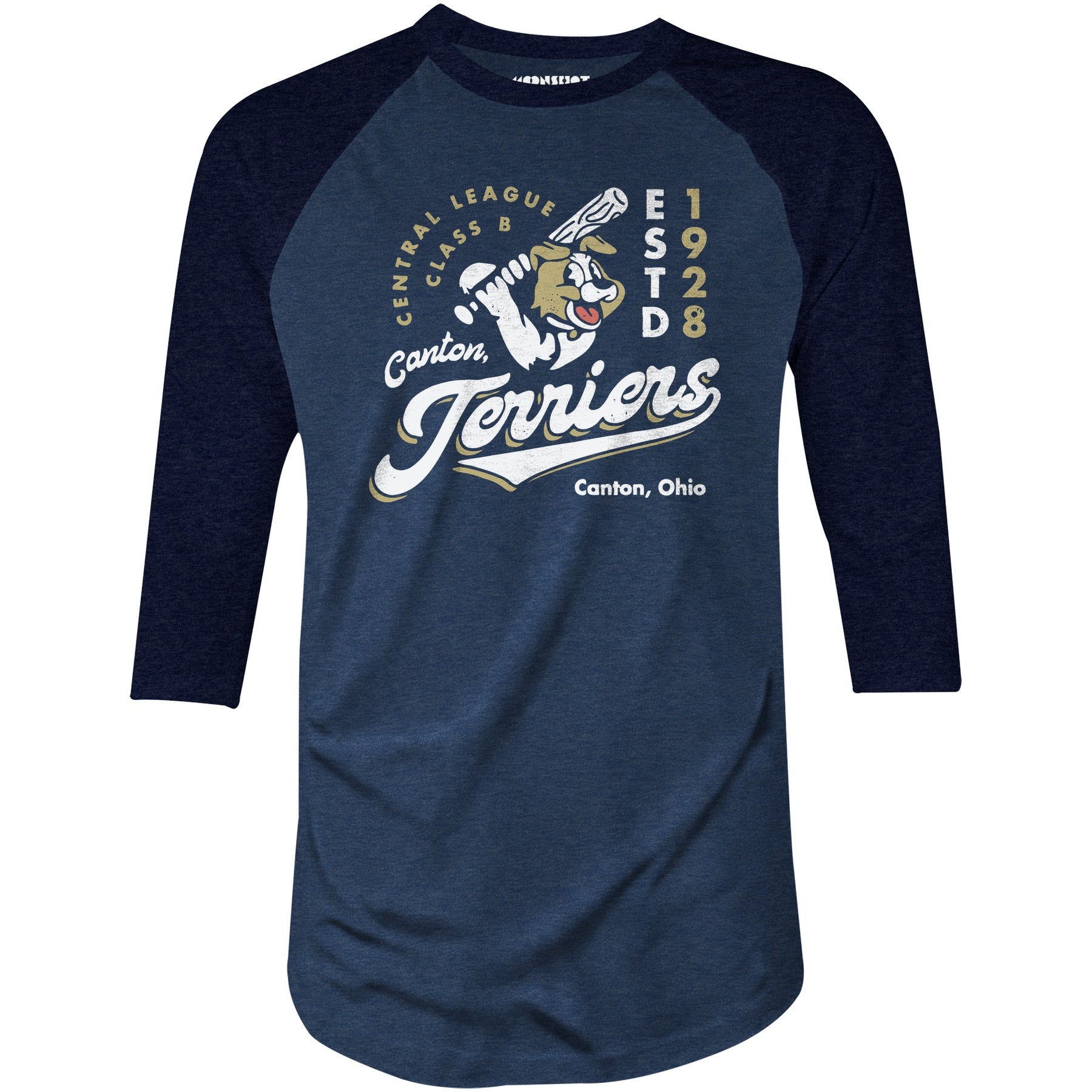 Canton Terriers - Ohio - Vintage Defunct Baseball Teams - 3/4 Sleeve Raglan T-Shirt