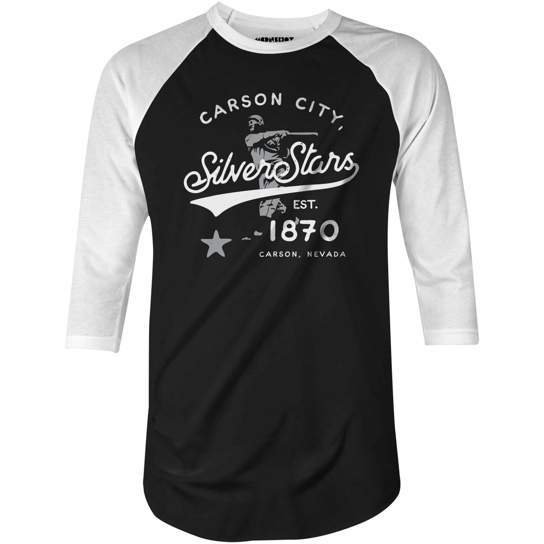 Carson City Silver Stars - Nevada - Vintage Defunct Baseball Teams - 3/4 Sleeve Raglan T-Shirt