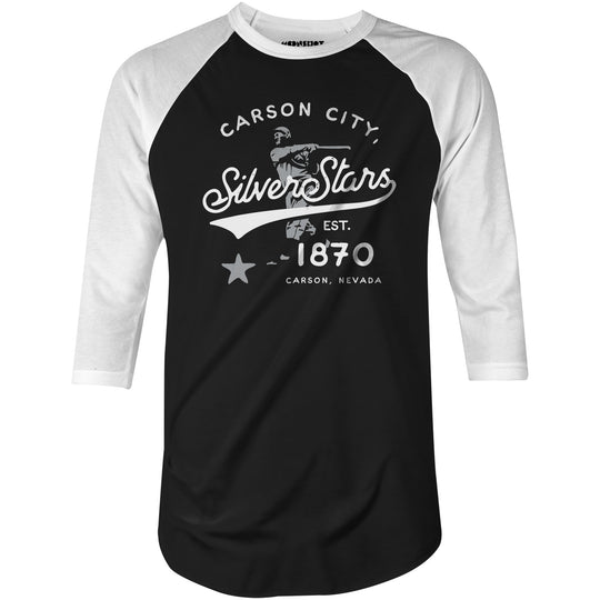 Carson City Silver Stars - Nevada - Vintage Defunct Baseball Teams - 3/4 Sleeve Raglan T-Shirt