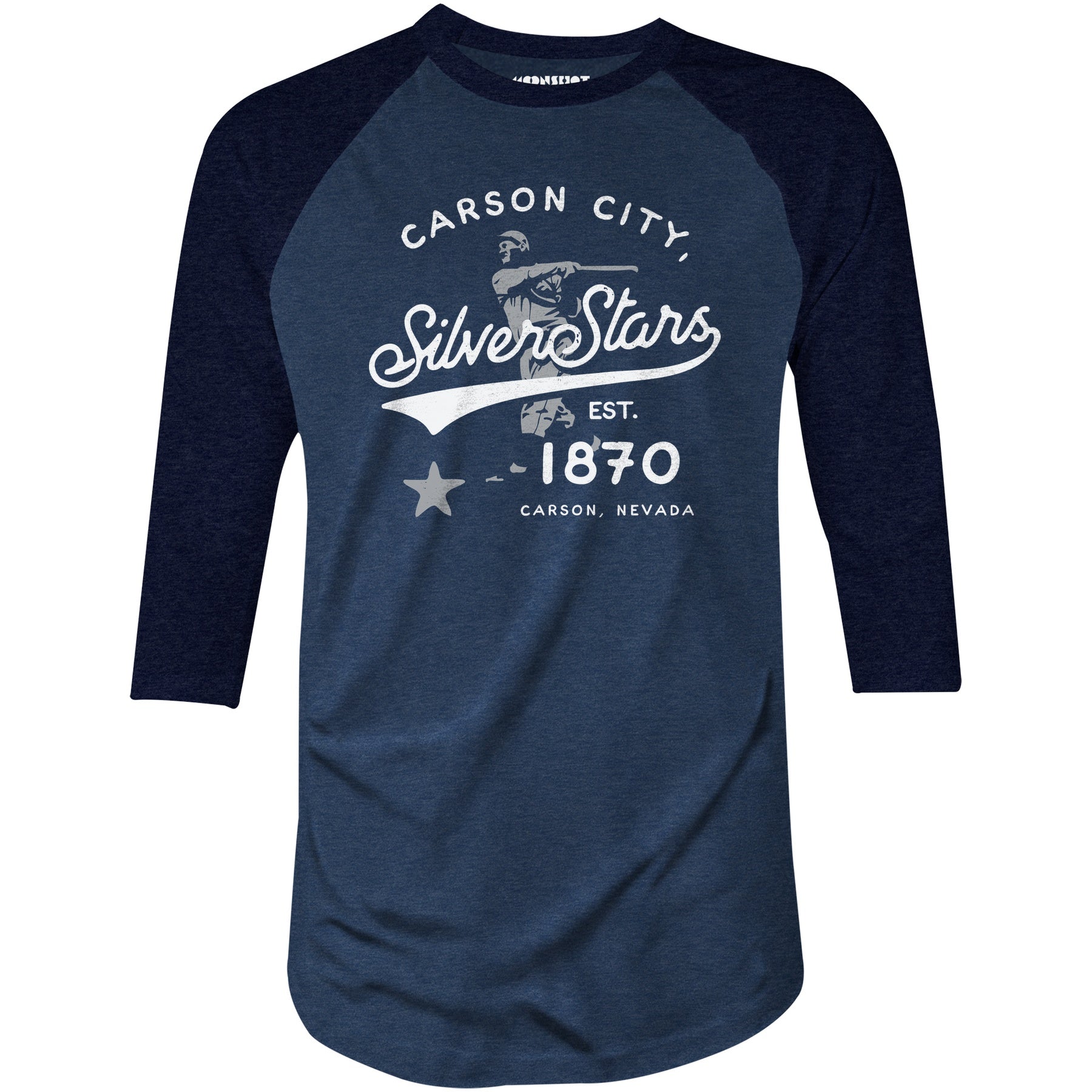 Carson City Silver Stars - Nevada - Vintage Defunct Baseball Teams - 3/4 Sleeve Raglan T-Shirt