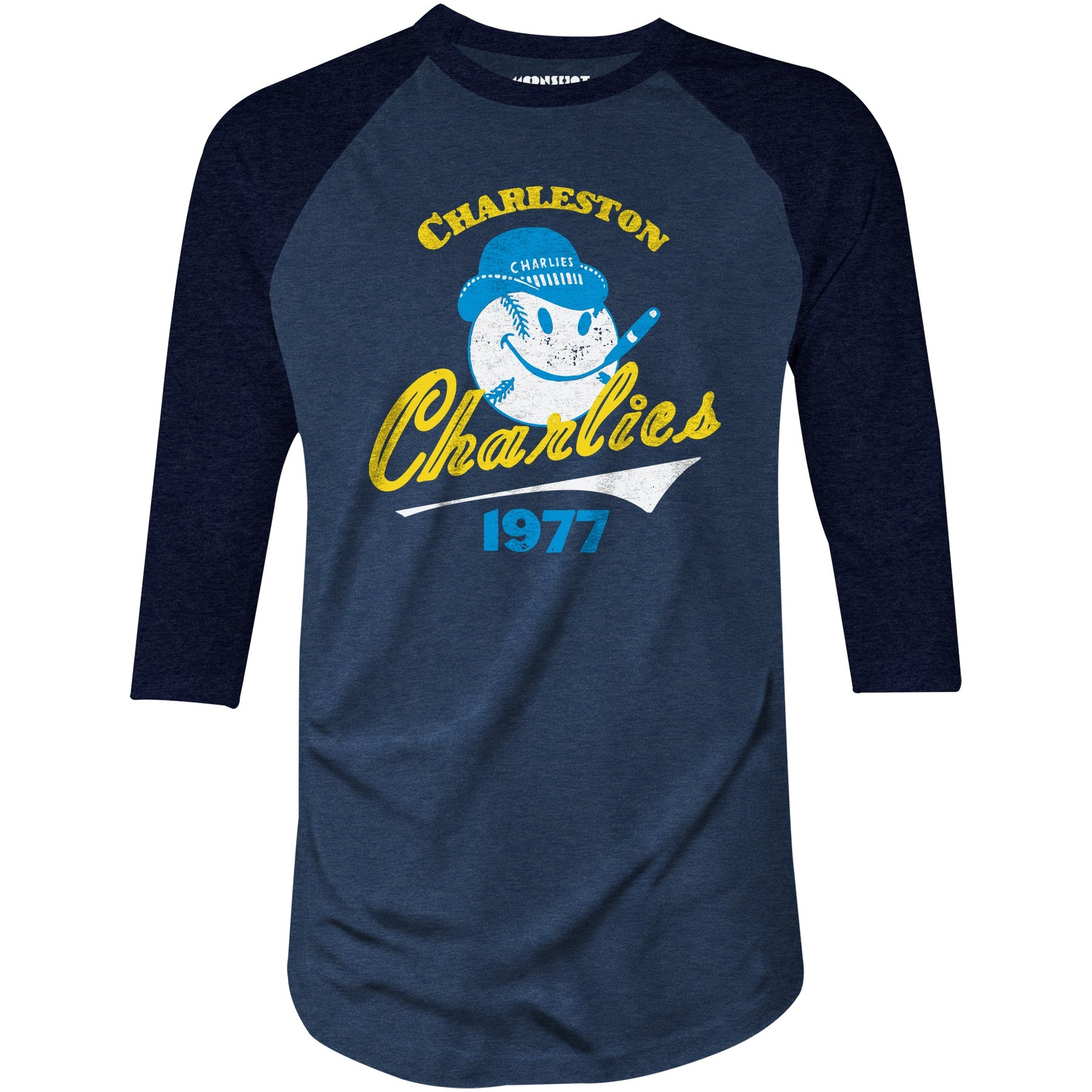 Charleston Charlies - West Virginia - Vintage Defunct Baseball Teams - 3/4 Sleeve Raglan T-Shirt