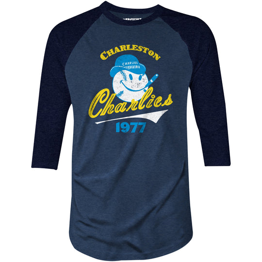 Charleston Charlies - West Virginia - Vintage Defunct Baseball Teams - 3/4 Sleeve Raglan T-Shirt