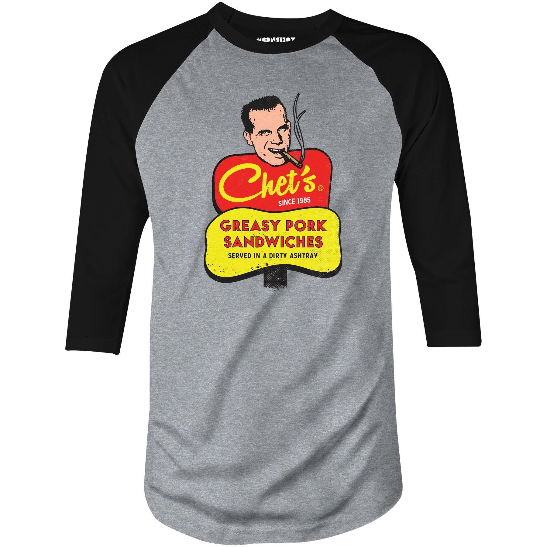 Chet's Greasy Pork Sandwiches - 3/4 Sleeve Raglan T-Shirt