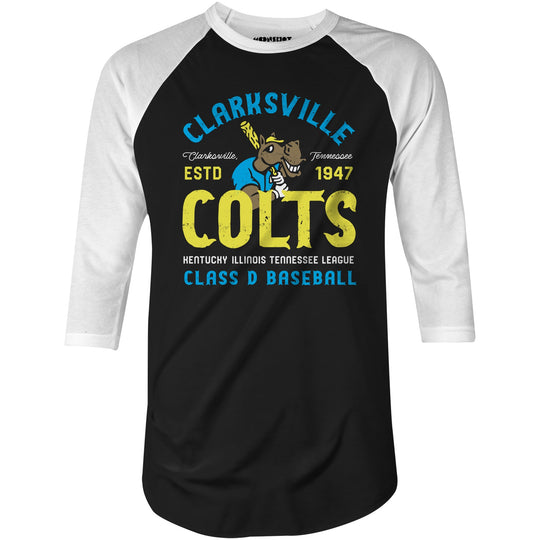 Clarksville Colts - Tennessee - Vintage Defunct Baseball Teams - 3/4 Sleeve Raglan T-Shirt