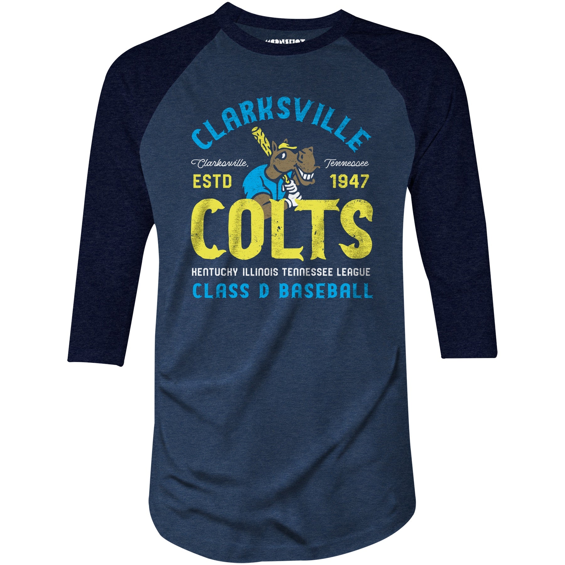 Clarksville Colts - Tennessee - Vintage Defunct Baseball Teams - 3/4 Sleeve Raglan T-Shirt