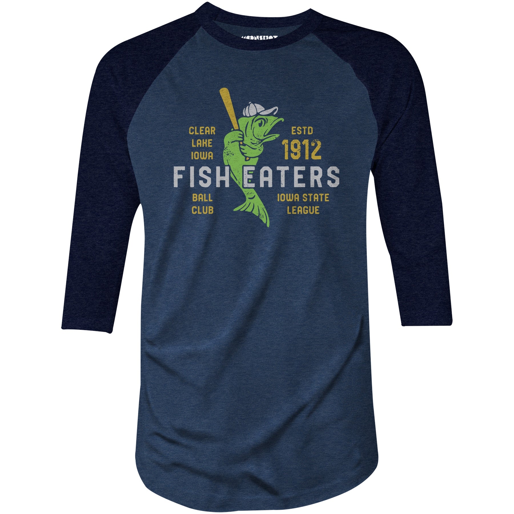 Clear Lake Fish Eaters - Iowa - Vintage Defunct Baseball Teams - 3/4 Sleeve Raglan T-Shirt