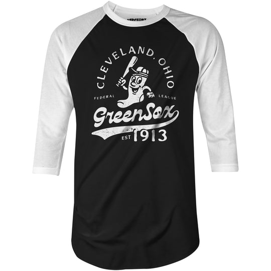 Cleveland Green Sox - Ohio - Vintage Defunct Baseball Teams - 3/4 Sleeve Raglan T-Shirt