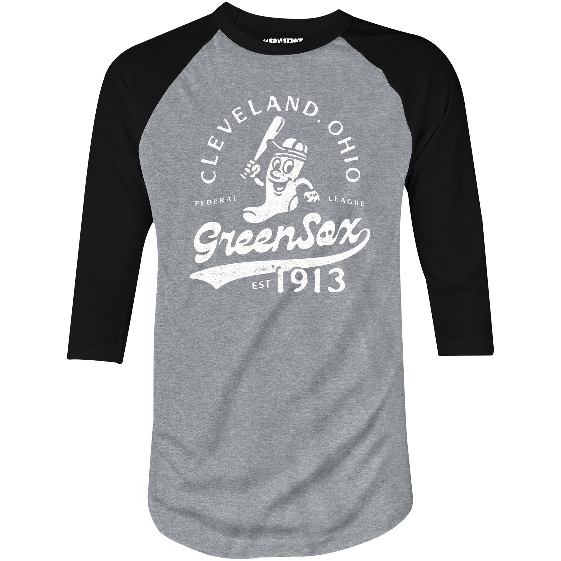 Cleveland Green Sox - Ohio - Vintage Defunct Baseball Teams - 3/4 Sleeve Raglan T-Shirt