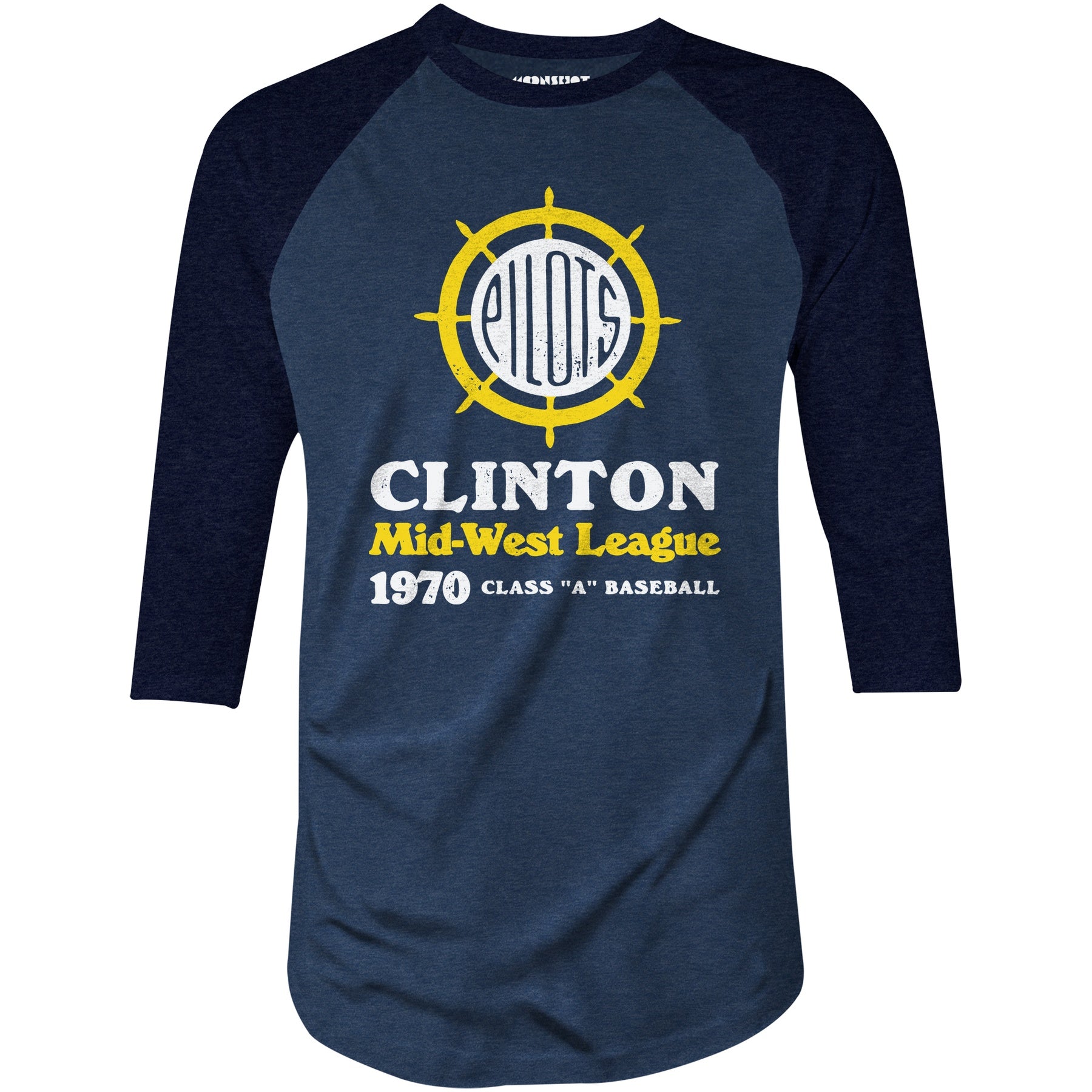 Clinton Pilots - Iowa - Vintage Defunct Baseball Teams - 3/4 Sleeve Raglan T-Shirt