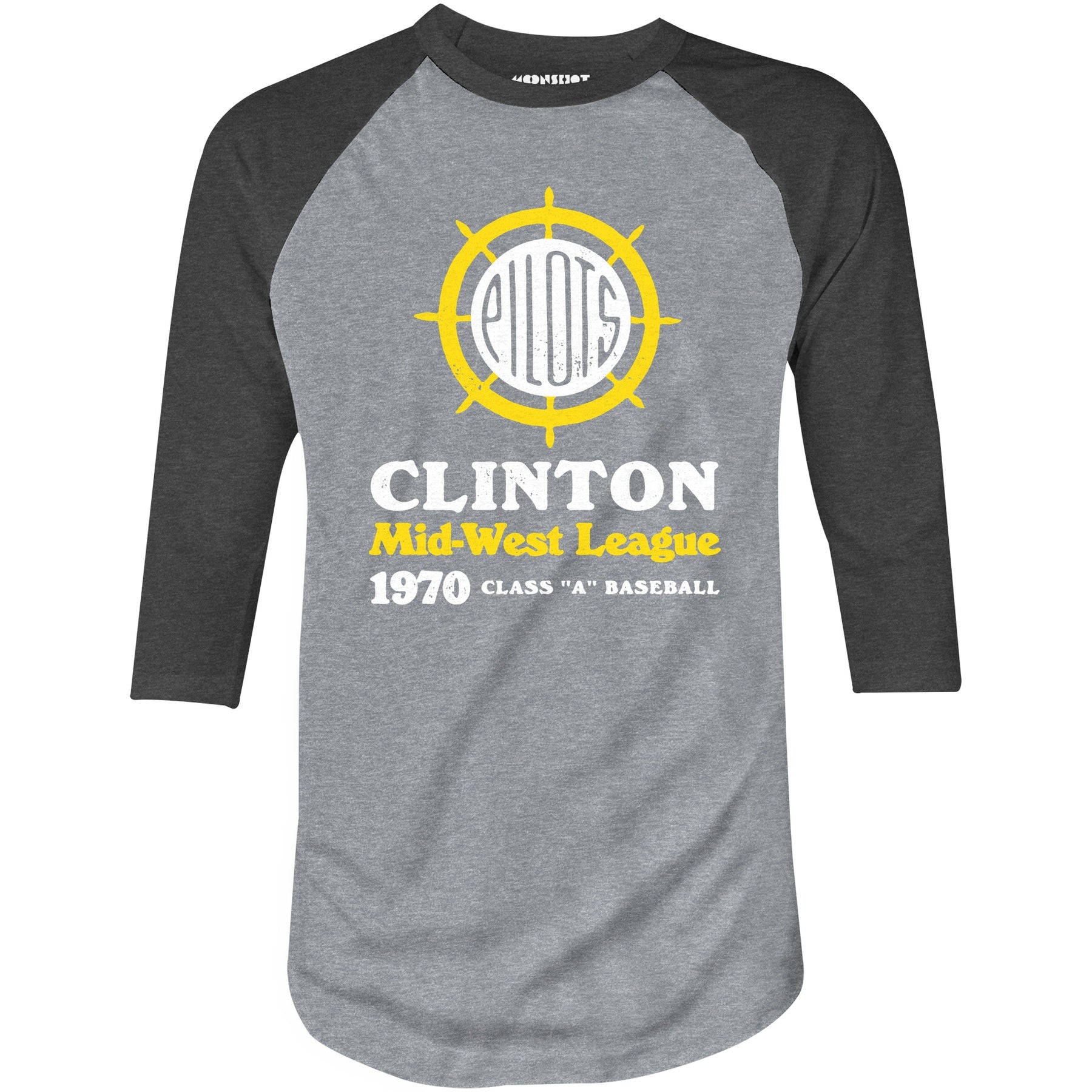 Clinton Pilots - Iowa - Vintage Defunct Baseball Teams - 3/4 Sleeve Raglan T-Shirt