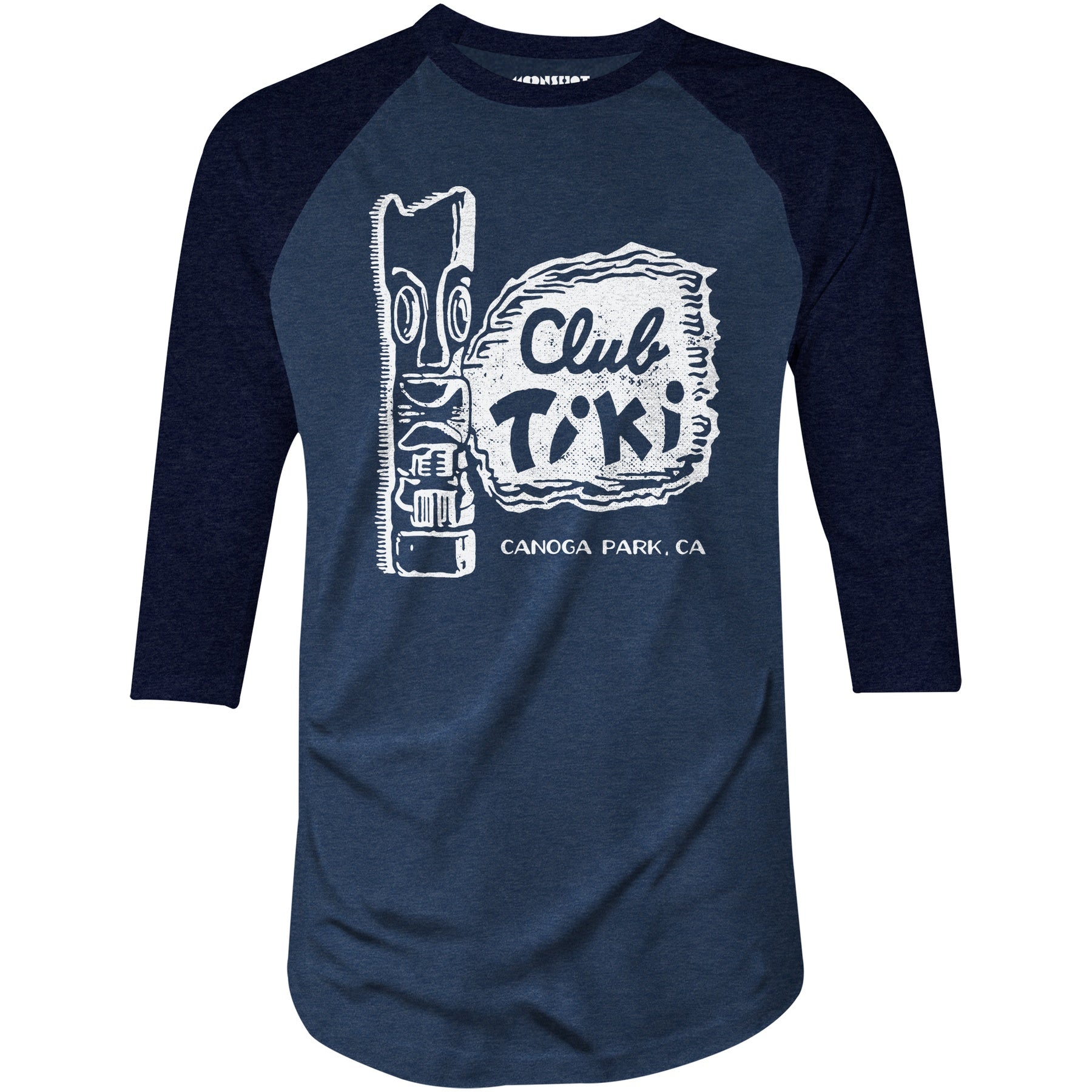 Club Tiki - Canoga Park, CA - Vintage Tiki Bar - 3/4 Sleeve Raglan T-Shirt