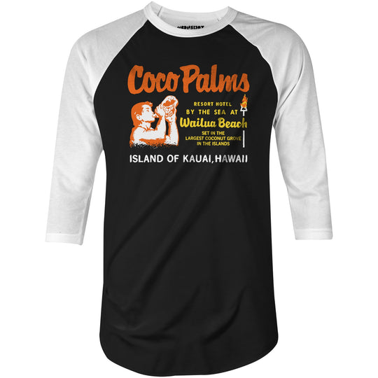 Coco Palms v2 - Hawaii - Vintage Tiki Bar - 3/4 Sleeve Raglan T-Shirt