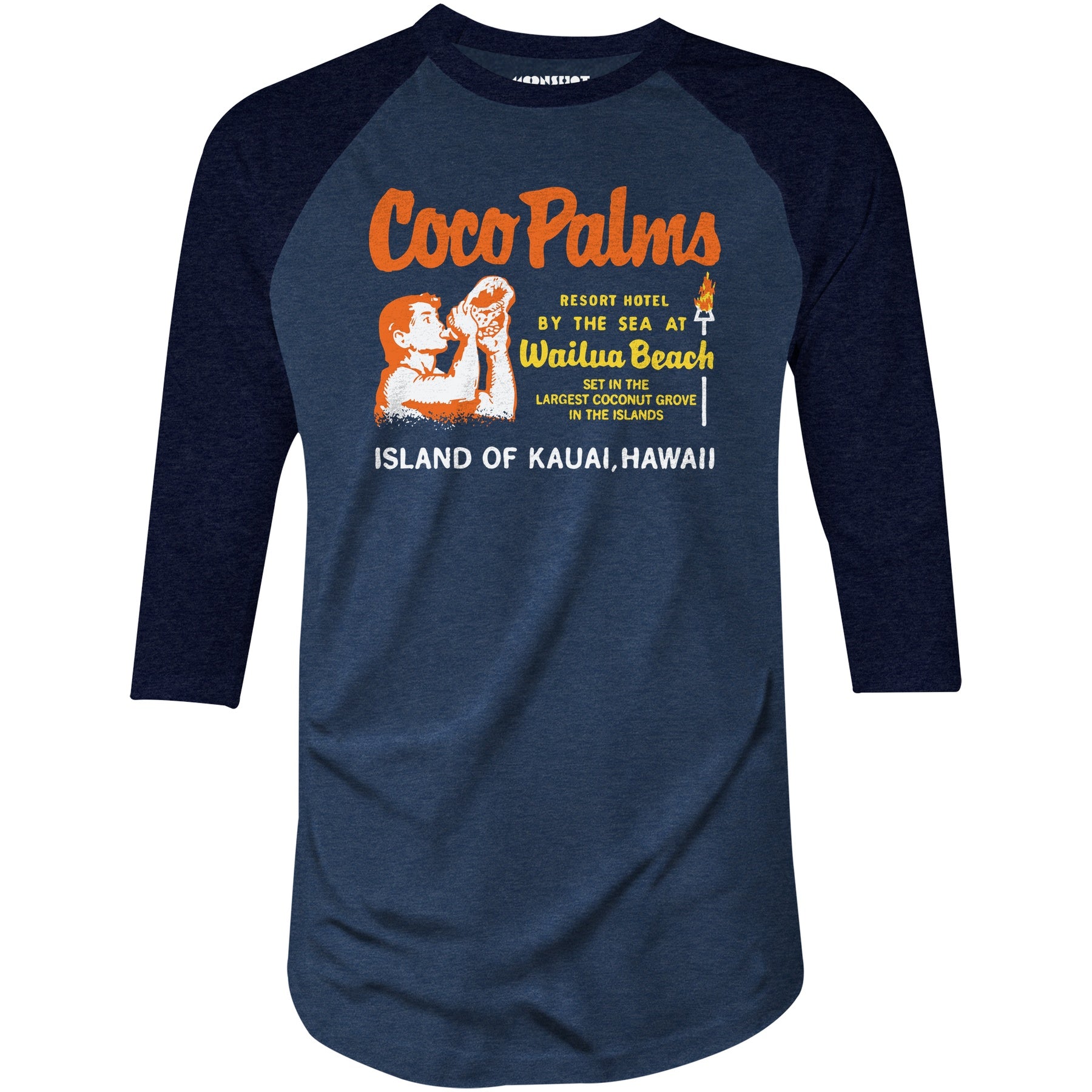 Coco Palms v2 - Hawaii - Vintage Tiki Bar - 3/4 Sleeve Raglan T-Shirt
