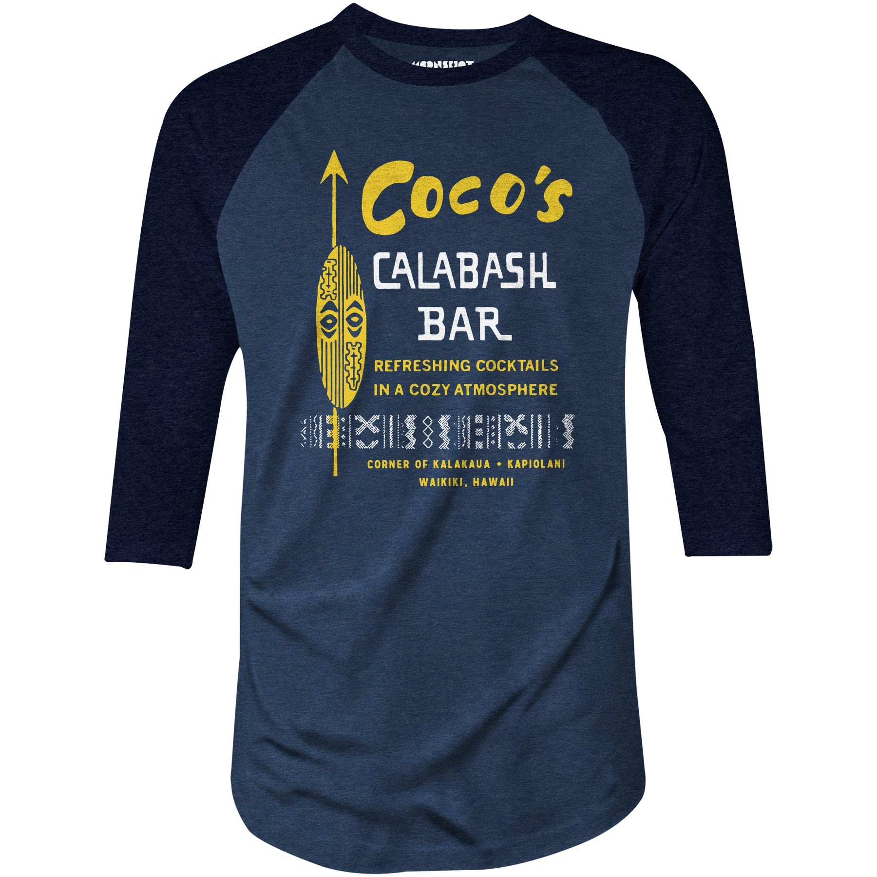 Coco's Calabash Bar - Waikiki, HI - Vintage Tiki Bar - 3/4 Sleeve Raglan T-Shirt