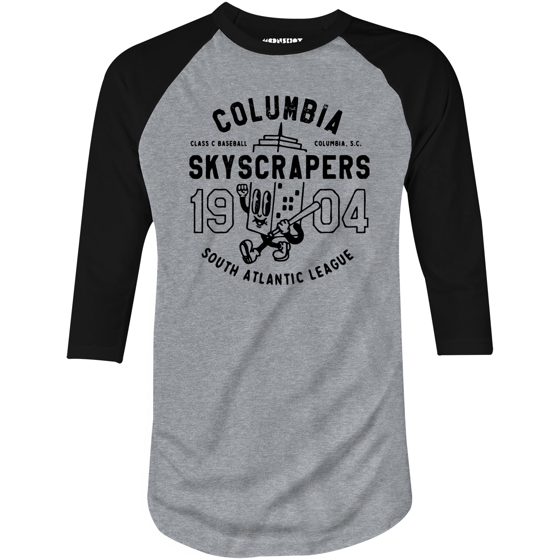 Columbia Skyscrapers - South Carolina - Vintage Defunct Baseball Teams - 3/4 Sleeve Raglan T-Shirt
