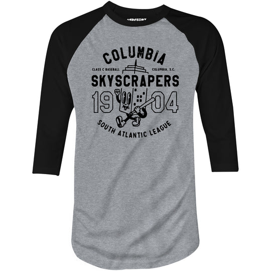 Columbia Skyscrapers - South Carolina - Vintage Defunct Baseball Teams - 3/4 Sleeve Raglan T-Shirt