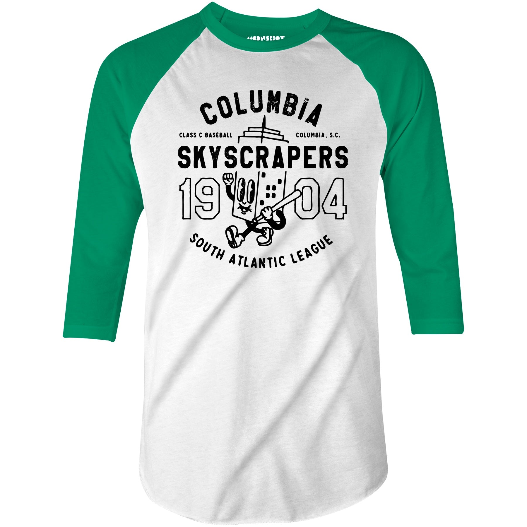 Columbia Skyscrapers - South Carolina - Vintage Defunct Baseball Teams - 3/4 Sleeve Raglan T-Shirt