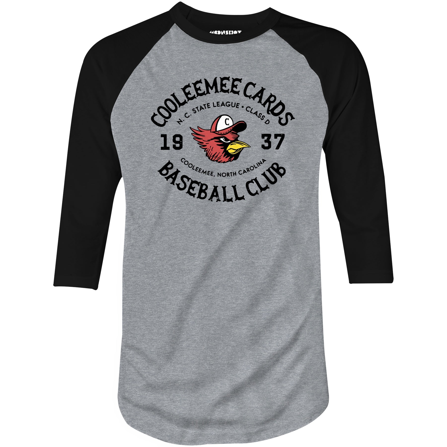 Cooleemee Cards - North Carolina - Vintage Defunct Baseball Teams - 3/4 Sleeve Raglan T-Shirt