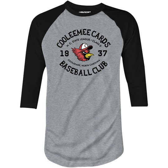 Cooleemee Cards - North Carolina - Vintage Defunct Baseball Teams - 3/4 Sleeve Raglan T-Shirt
