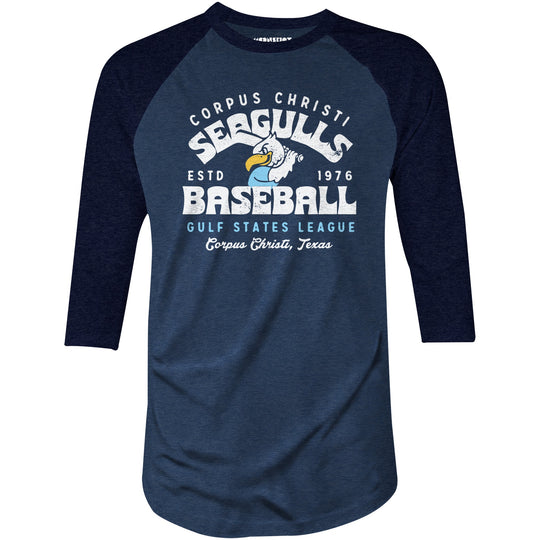 Corpus Christi Seagulls - Texas - Vintage Defunct Baseball Teams - 3/4 Sleeve Raglan T-Shirt