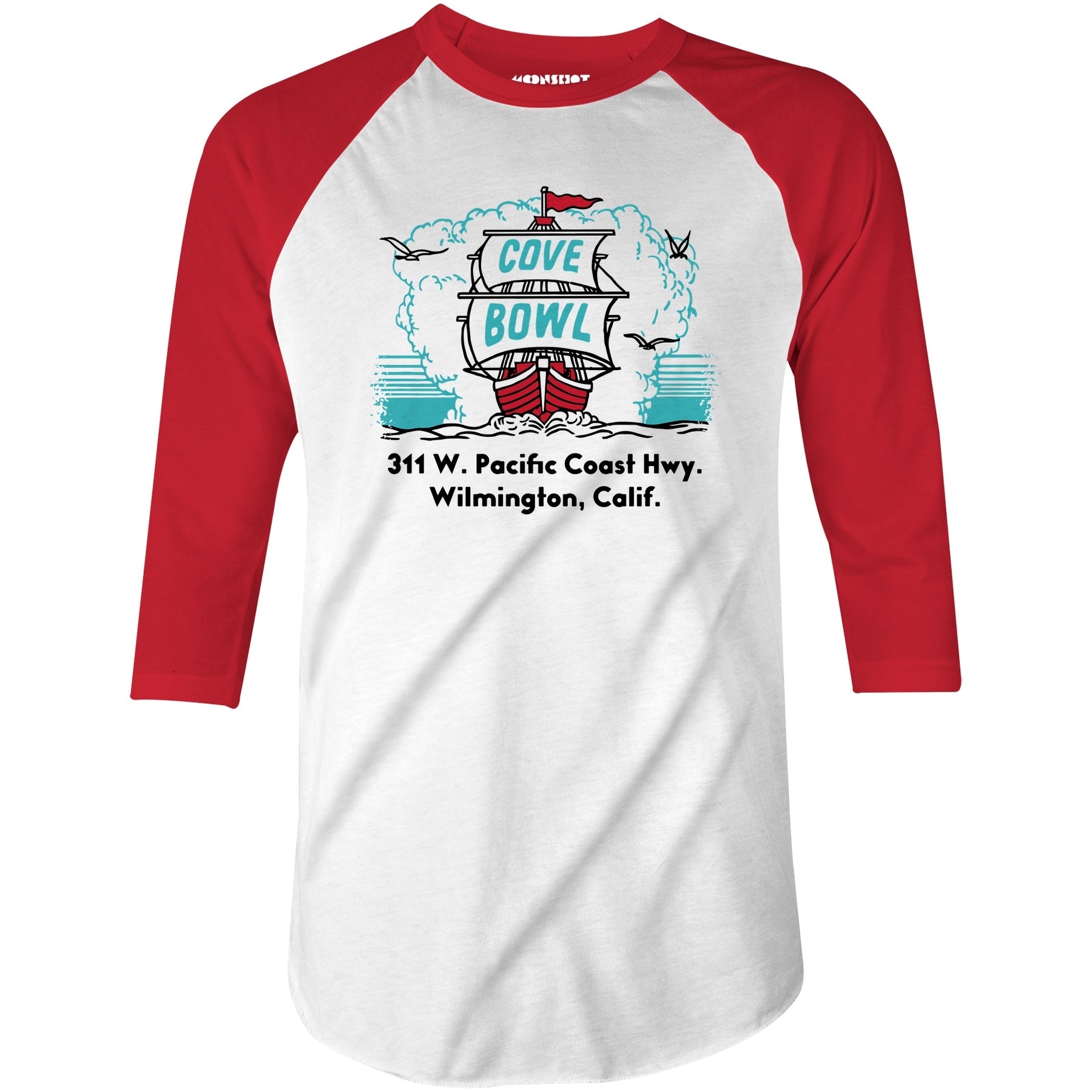 Cove Bowl - Wilmington, CA - Vintage Bowling Alley - 3/4 Sleeve Raglan T-Shirt