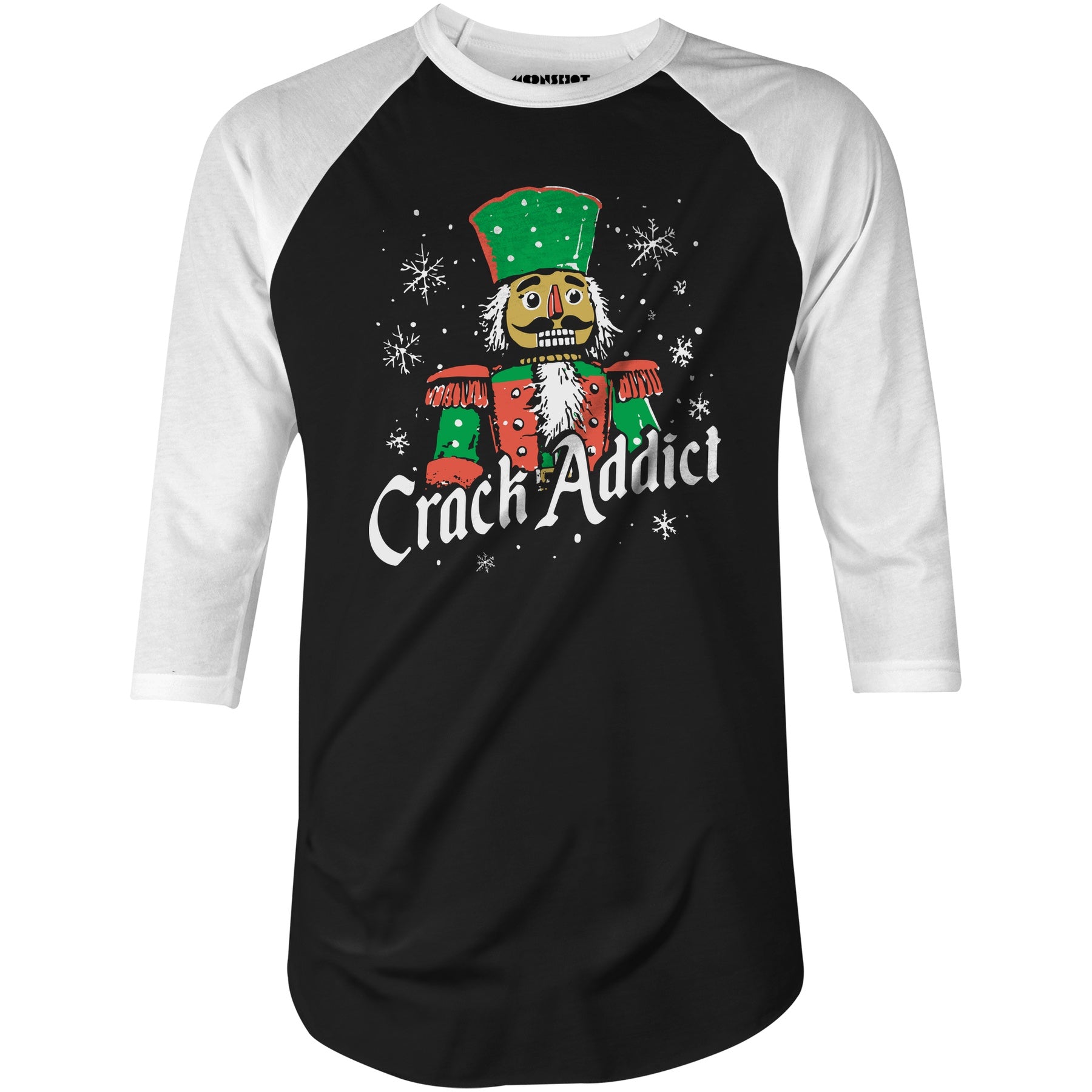Crack Addict Nutcracker - 3/4 Sleeve Raglan T-Shirt