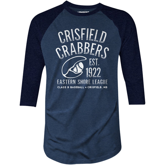 Crisfield Crabbers - Maryland - Vintage Defunct Baseball Teams - 3/4 Sleeve Raglan T-Shirt