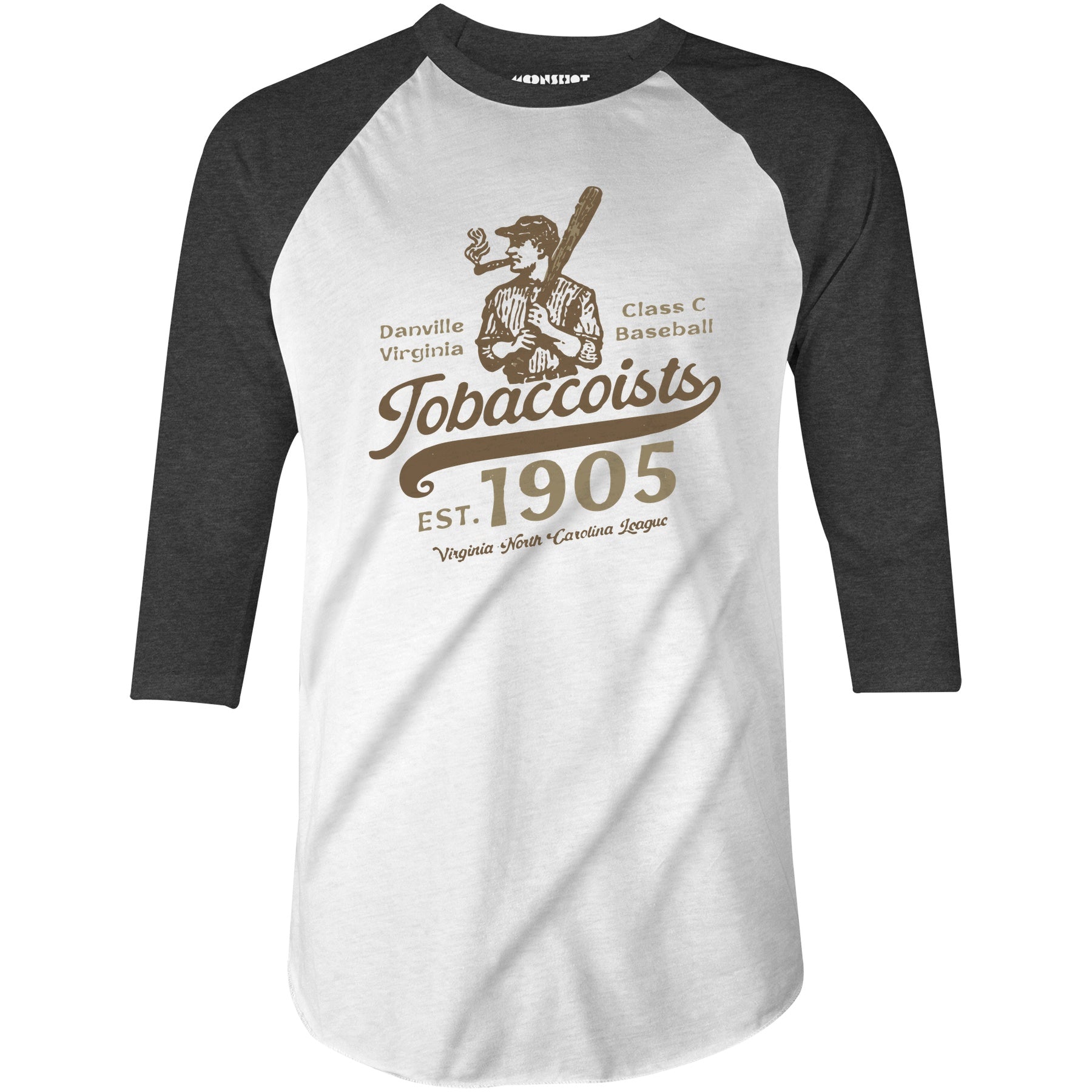Danville Tobaccoists - Virginia - Vintage Defunct Baseball Teams - 3/4 Sleeve Raglan T-Shirt