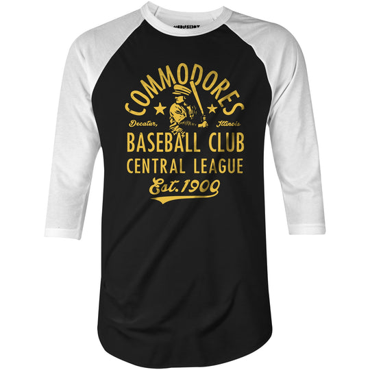 Decatur Commodores - Illinois - Vintage Defunct Baseball Teams - 3/4 Sleeve Raglan T-Shirt