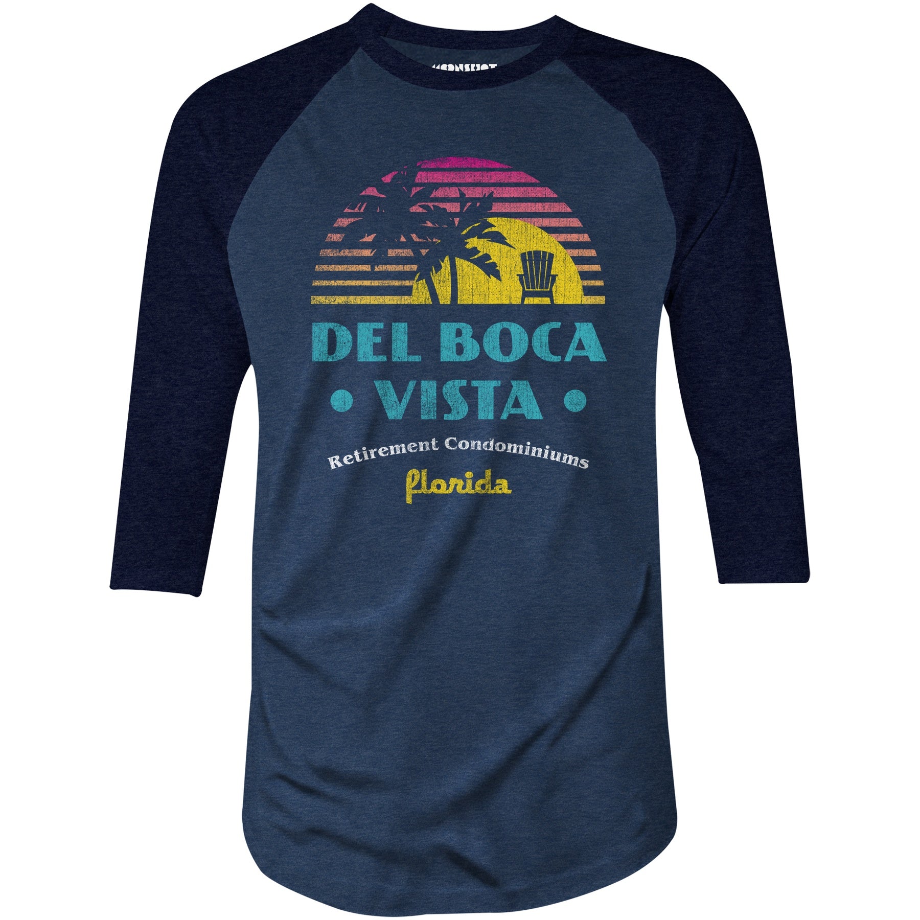 Del Boca Vista Retirement Condominiums - 3/4 Sleeve Raglan T-Shirt