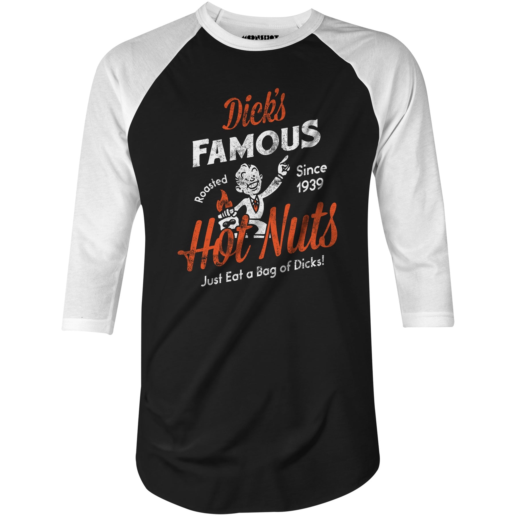 Dick's Famous Hot Nuts - 3/4 Sleeve Raglan T-Shirt