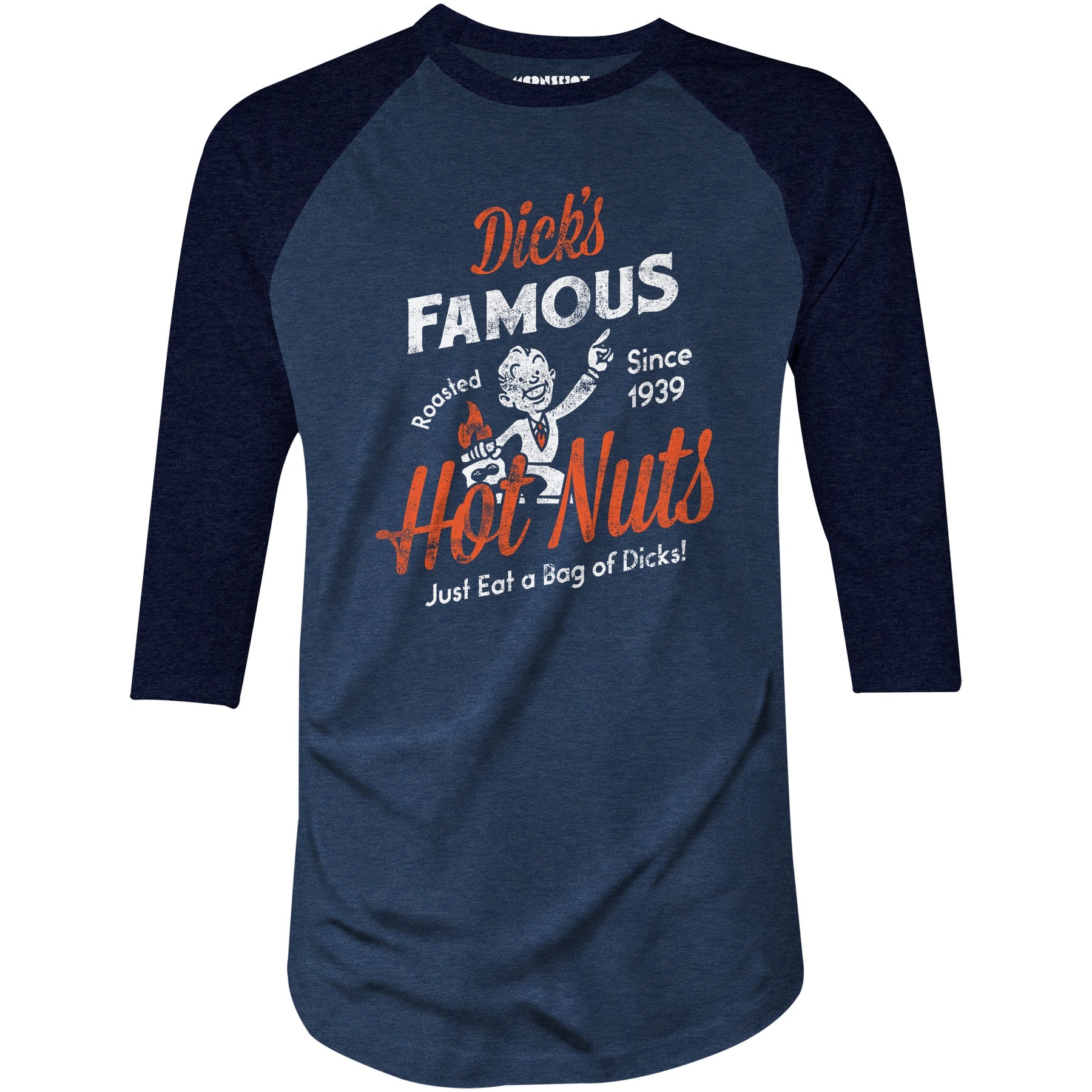 Dick's Famous Hot Nuts - 3/4 Sleeve Raglan T-Shirt