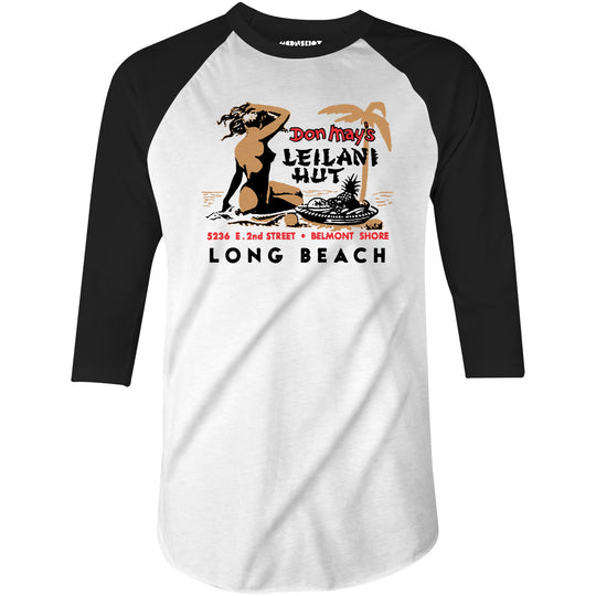 Don May's Leilani Hut - Belmont Shore, CA - Vintage Tiki Bar - 3/4 Sleeve Raglan T-Shirt