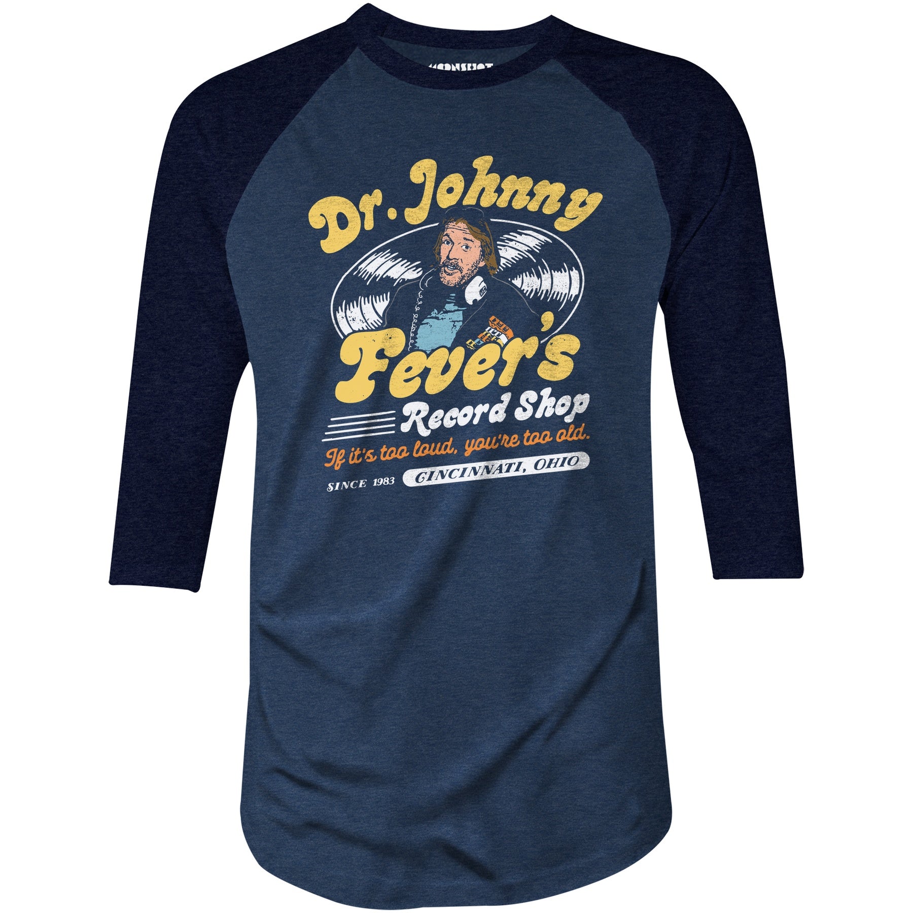 Dr. Johnny Fever's Record Shop - 3/4 Sleeve Raglan T-Shirt