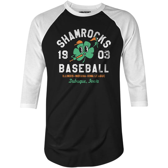 Dubuque Shamrocks - Iowa - Vintage Defunct Baseball Teams - 3/4 Sleeve Raglan T-Shirt