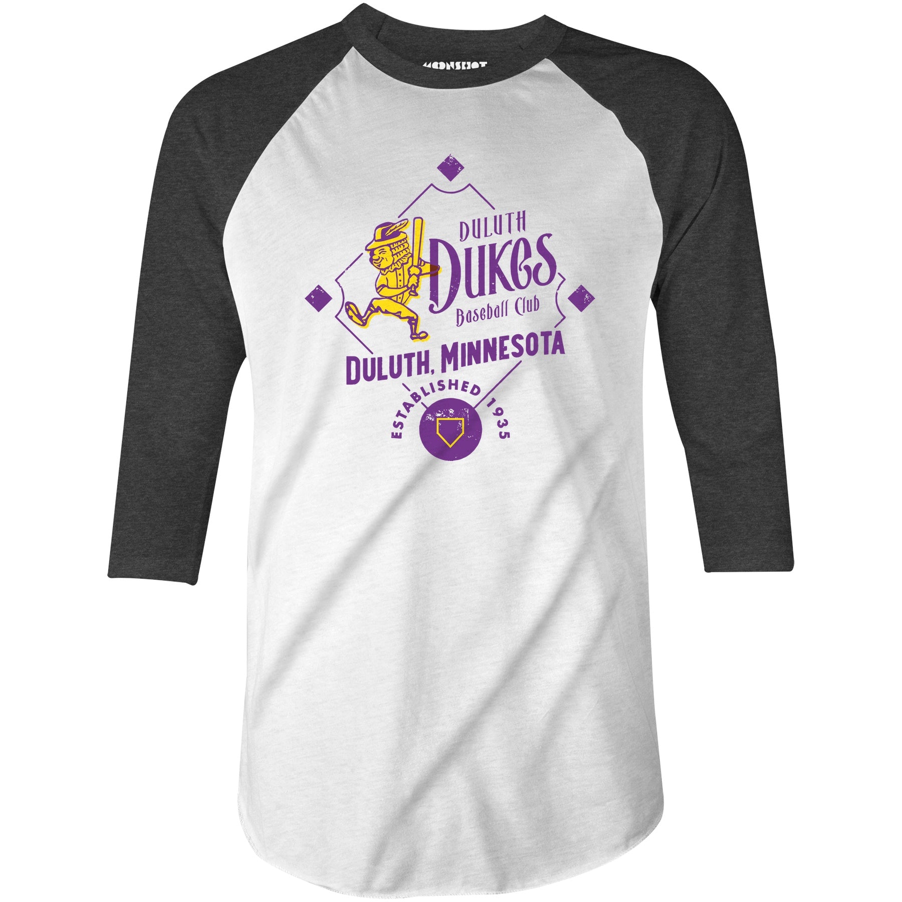 Duluth Dukes - Minnesota - Vintage Defunct Baseball Teams - 3/4 Sleeve Raglan T-Shirt