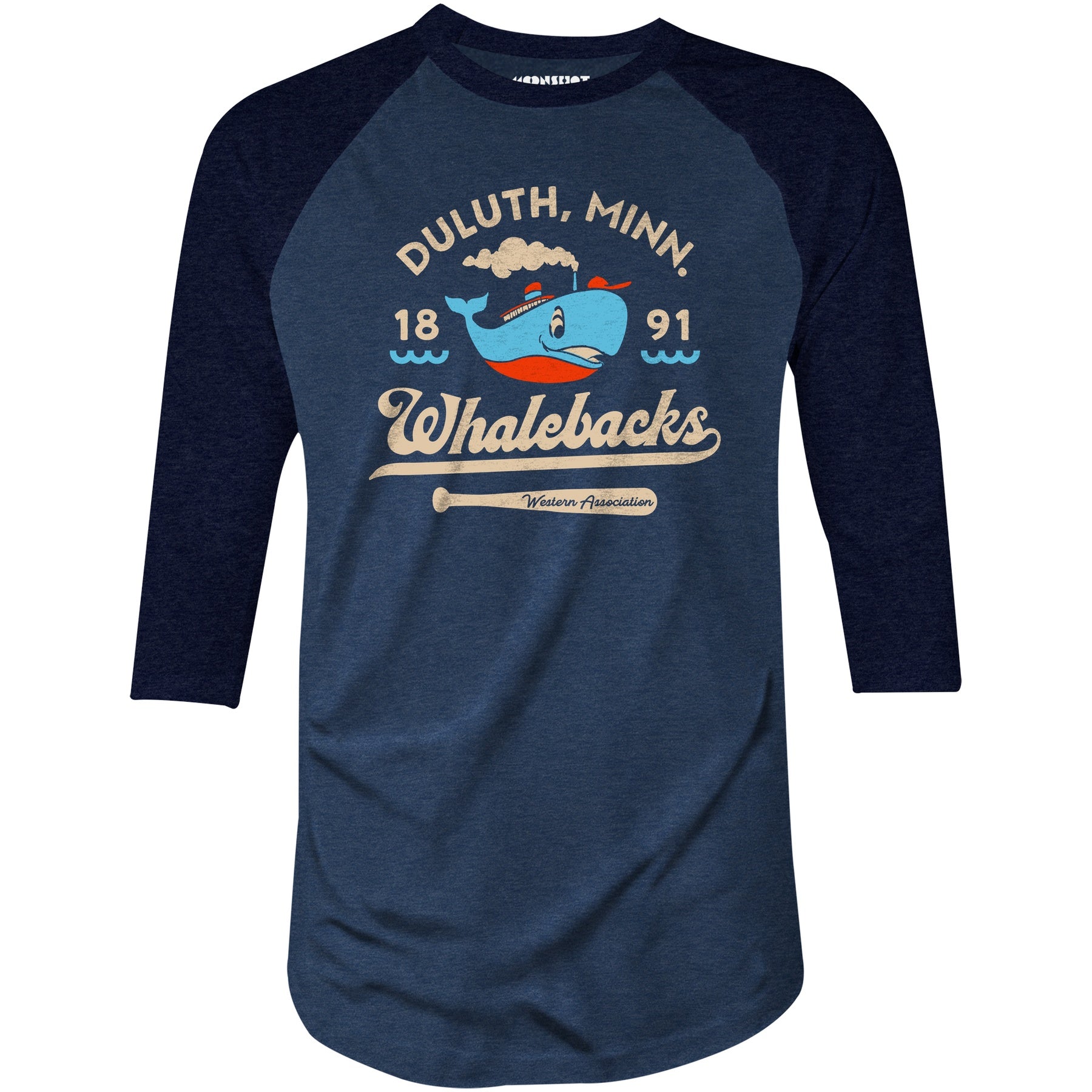 Duluth Whalebacks - Minnesota - Vintage Defunct Baseball Teams - 3/4 Sleeve Raglan T-Shirt